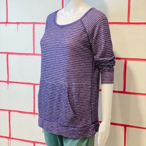 a.n.a purple long sleeved shirt with white stripes
